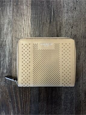 Coach Bleecker Beige Perforated Zip Wallet